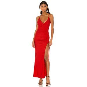 Superdown Revolve Karmin Ruched Maxi Dress Red XS